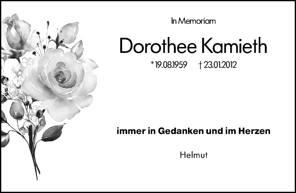  Traueranzeige für Dorothee Kamieth vom 23.01.2025 aus Darmstädter Echo