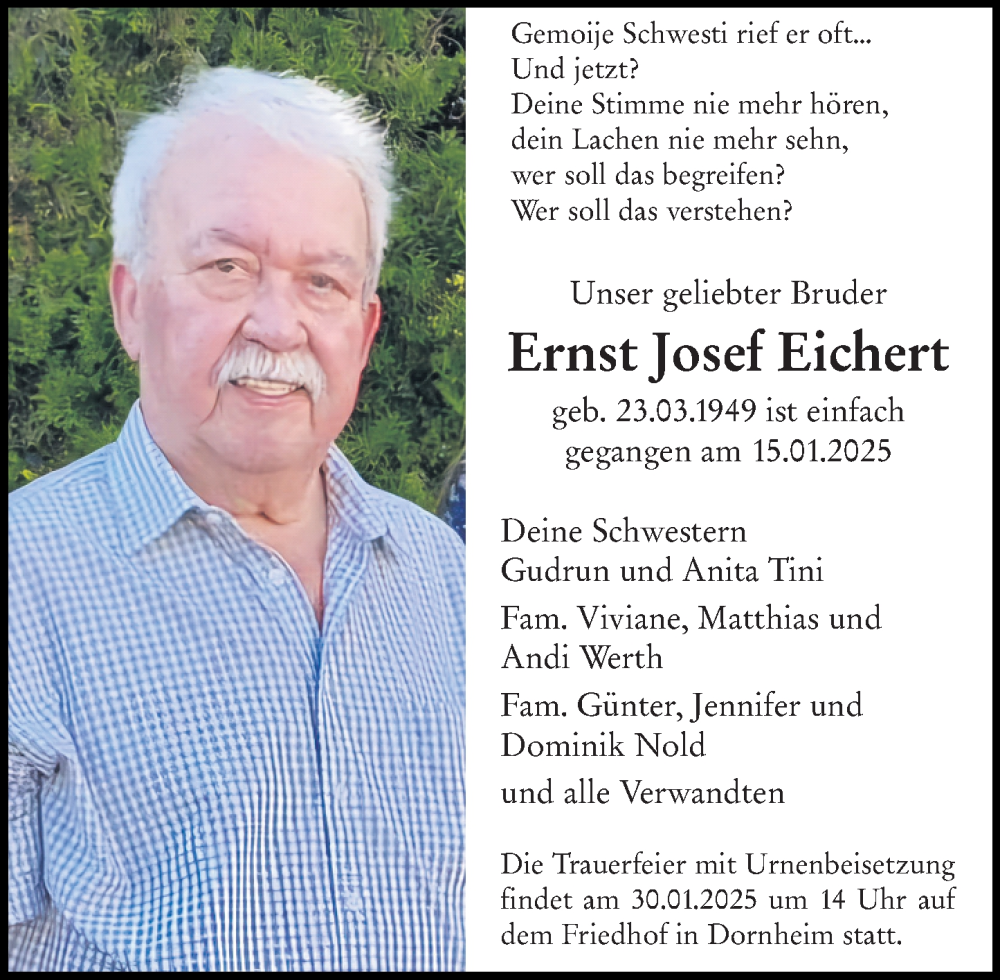  Traueranzeige für Ernst Josef Eichert vom 25.01.2025 aus Groß-Gerauer Echo