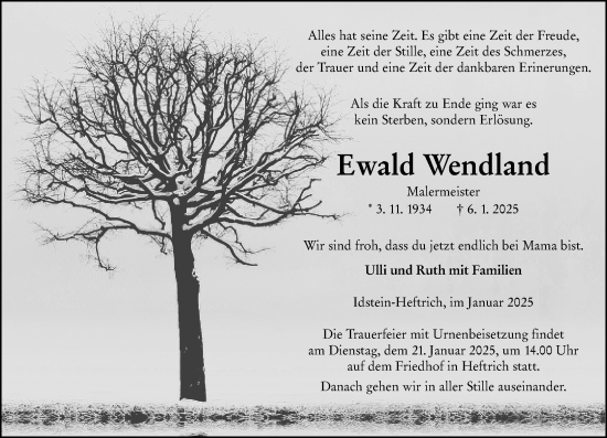 Traueranzeige von Ewald Wendland von Idsteiner Land/Untertaunus