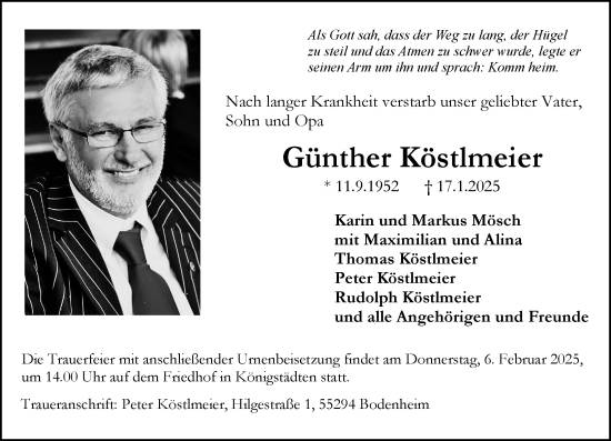Traueranzeige von Günther Köstlmeier von Rüsselsheimer Echo