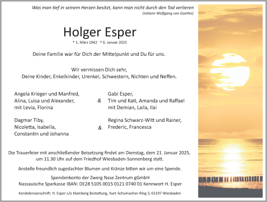 Traueranzeige von Holger Esper von Wiesbadener Kurier