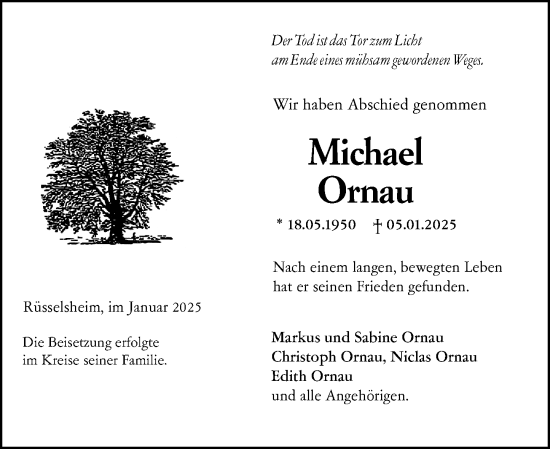 Traueranzeige von Michael Ornau von Rüsselsheimer Echo