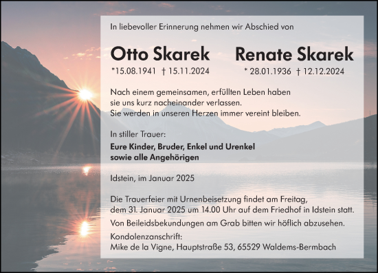 Traueranzeige von Otto Skarek von Idsteiner Land/Untertaunus