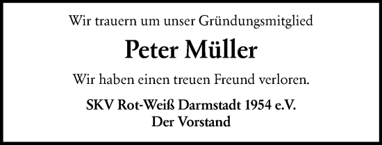 Traueranzeige von Peter Müller von Darmstädter Echo