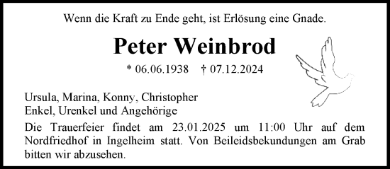 Traueranzeige von Peter Weinbrod von Allgemeine Zeitung Rheinhessen-Nahe
