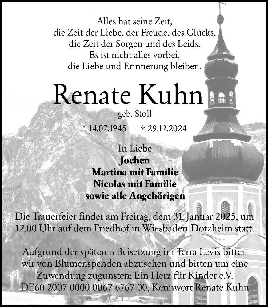  Traueranzeige für Renate Kuhn vom 11.01.2025 aus Wiesbadener Kurier