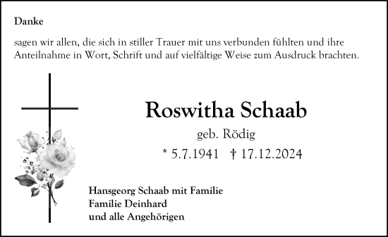 Traueranzeige von Roswitha Schaab von Rüsselsheimer Echo