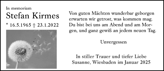 Traueranzeige von Stefan Kirmes von Wiesbadener Kurier