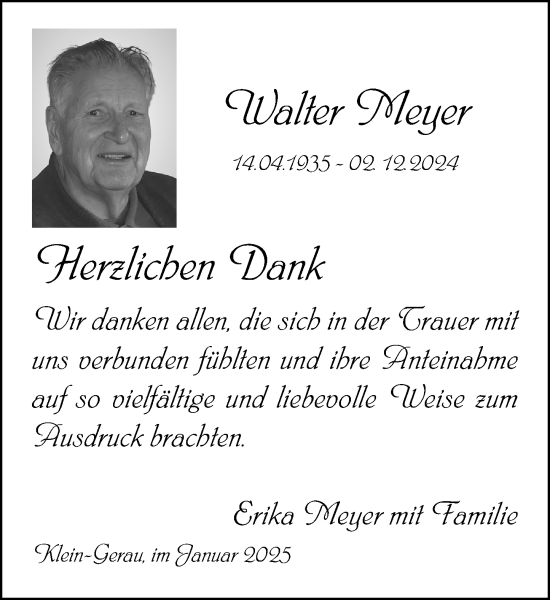 Traueranzeige von Walter Meyer von Groß-Gerauer Echo