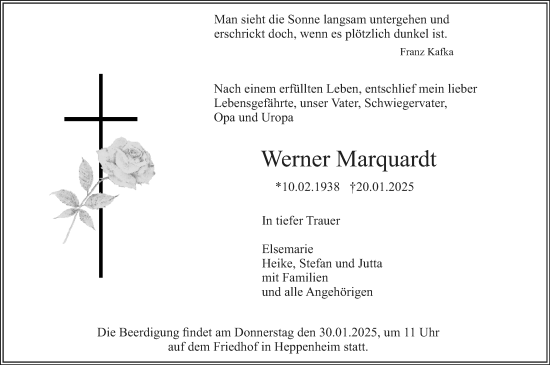 Traueranzeige von Werner Marquardt von Starkenburger Echo
