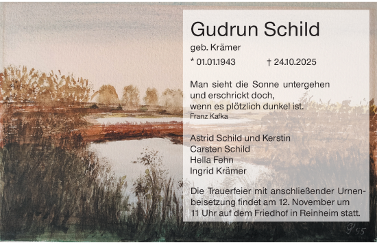 Traueranzeige von Gudrun Schild von Darmstädter Echo