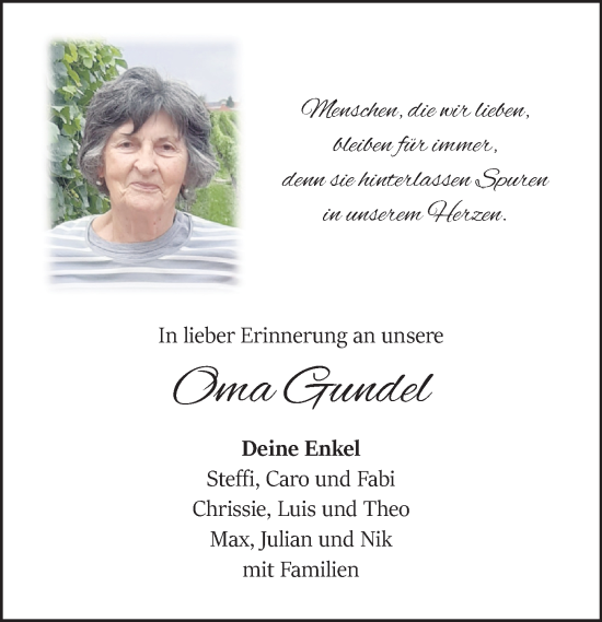 Traueranzeige von Gundel Baus von Odenwälder Echo