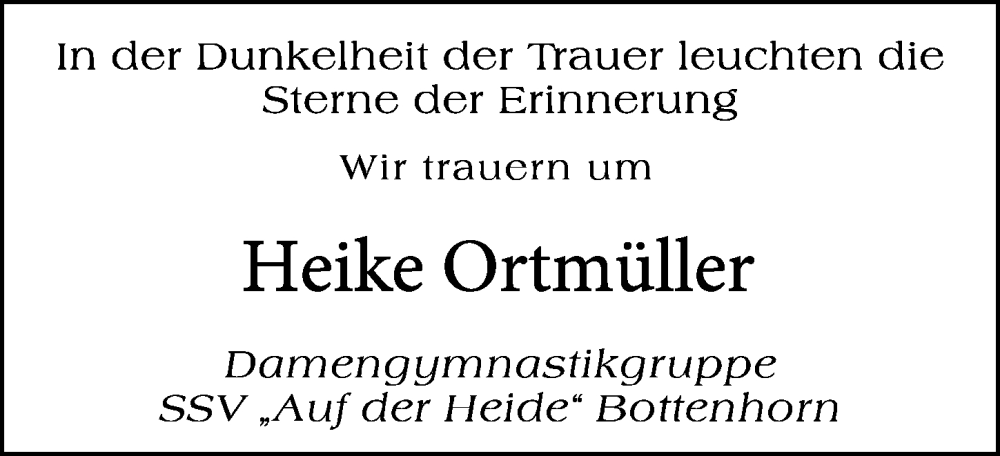  Traueranzeige für Heike Ortmüller vom 31.10.2025 aus Hinterländer Anzeiger