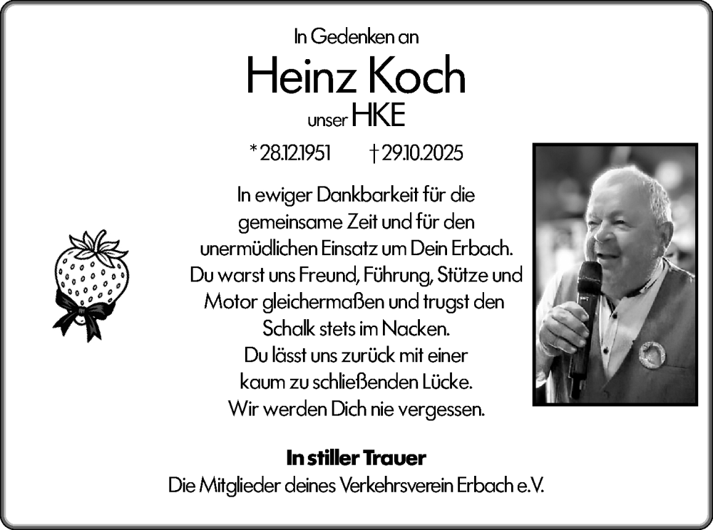  Traueranzeige für Heinz Koch vom 01.11.2025 aus Wiesbadener Kurier