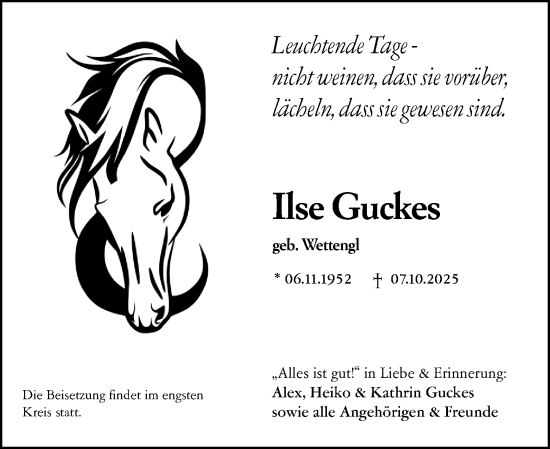 Traueranzeige von Ilse Guckes von Idsteiner Land/Untertaunus