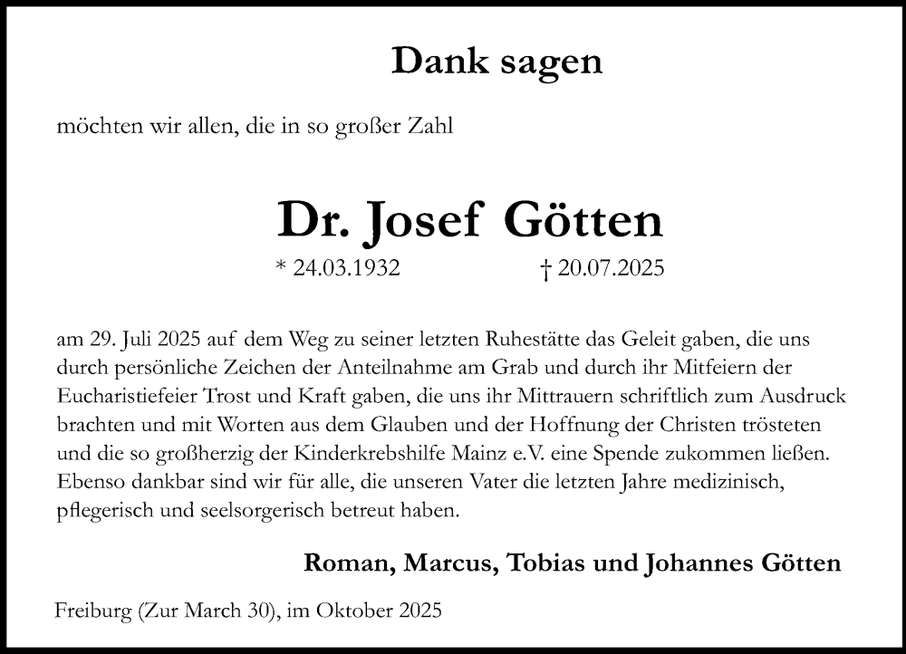  Traueranzeige für Josef Götten vom 04.10.2025 aus Allgemeine Zeitung Rheinhessen-Nahe