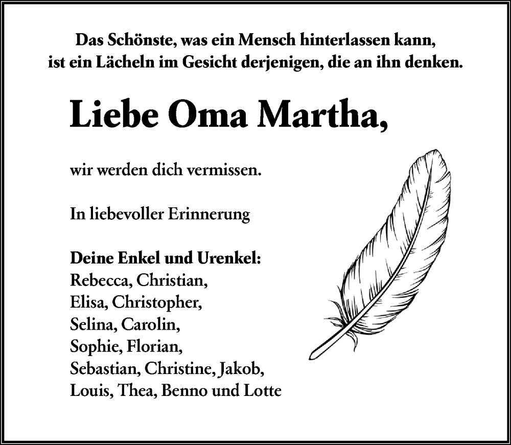  Traueranzeige für Martha Immel vom 08.10.2025 aus Hinterländer Anzeiger