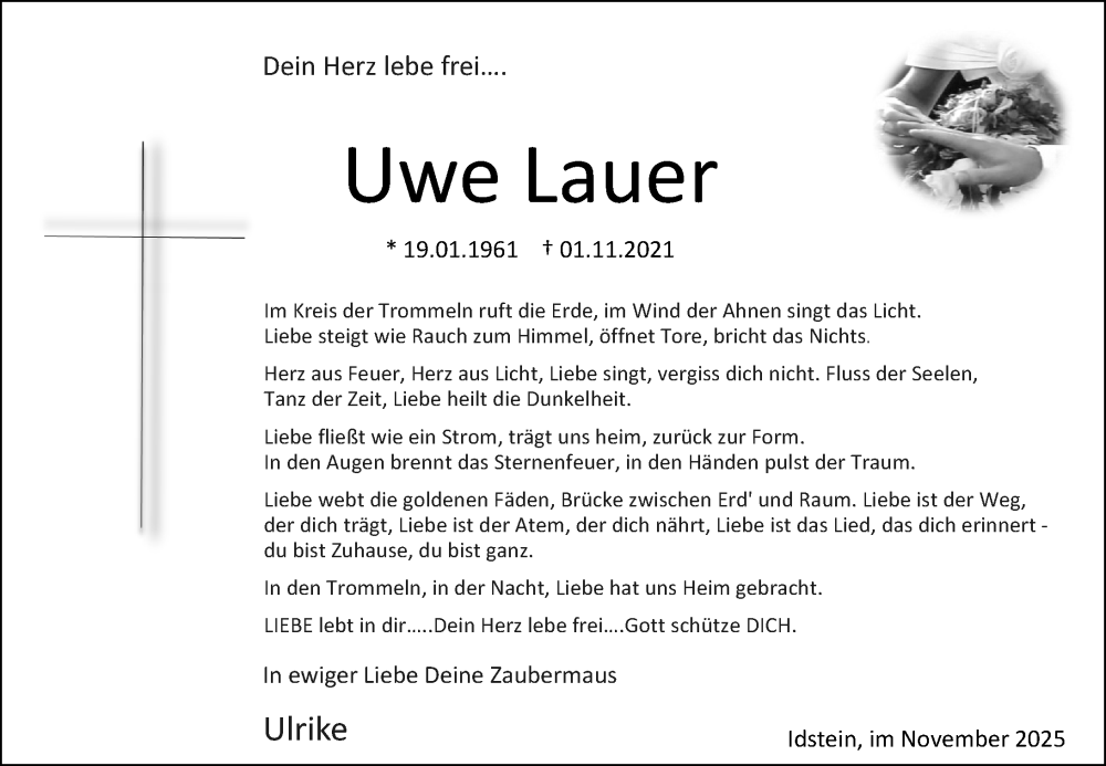  Traueranzeige für Uwe Lauer vom 01.11.2025 aus Wiesbadener Kurier