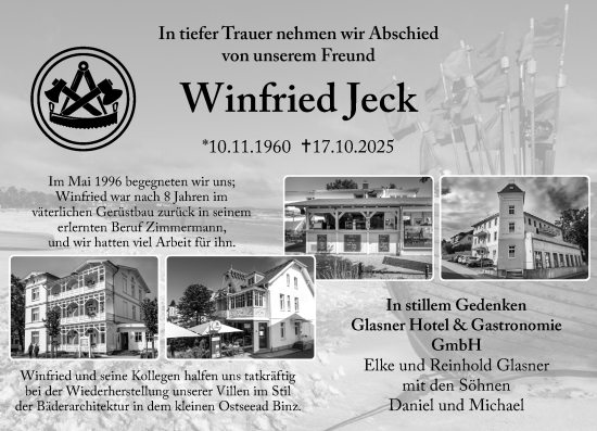 Traueranzeige von Winfried Jeck von Camberger Anzeiger