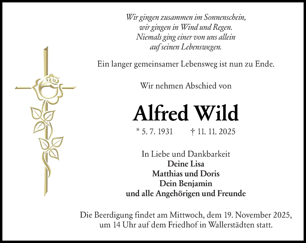  Traueranzeige für Alfred Wild vom 15.11.2025 aus Groß-Gerauer Echo