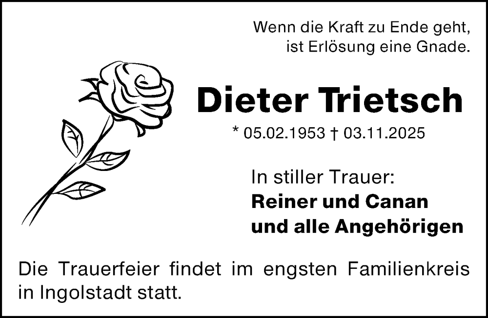  Traueranzeige für Dieter Trietsch vom 08.11.2025 aus Darmstädter Echo