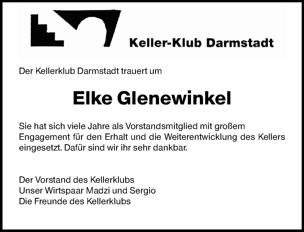  Traueranzeige für Elke Glenewinkel vom 22.11.2025 aus Darmstädter Echo