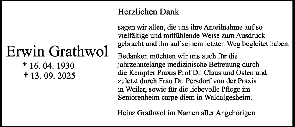  Traueranzeige für Erwin Grathwol vom 11.10.2025 aus Allgemeine Zeitung Rheinhessen-Nahe