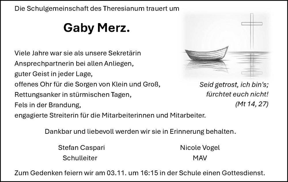  Traueranzeige für Gaby Merz vom 11.10.2025 aus Allgemeine Zeitung Mainz