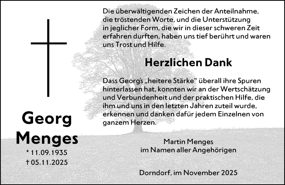  Traueranzeige für Georg Menges vom 22.11.2025 aus Nassauische Neue Presse