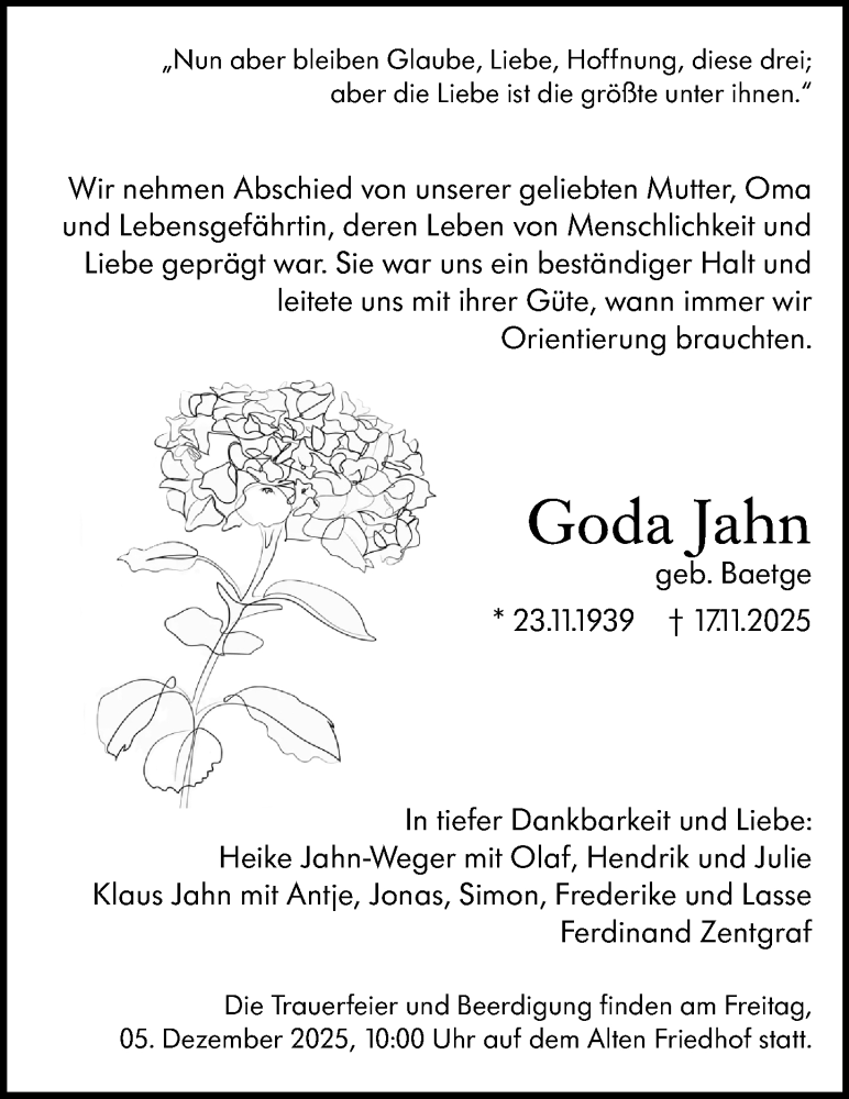  Traueranzeige für Goda Jahn vom 29.11.2025 aus Darmstädter Echo