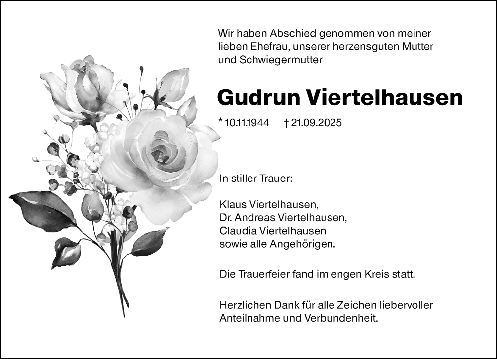  Traueranzeige für Gudrun Viertelhausen vom 11.10.2025 aus Wetzlarer Neue Zeitung
