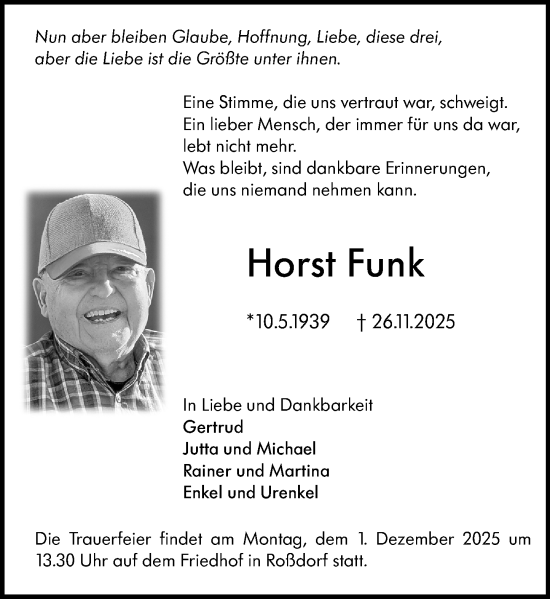 Traueranzeige von Horst Funk von Darmstädter Echo
