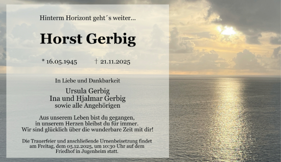 Traueranzeige von Horst Gerbig von Darmstädter Echo