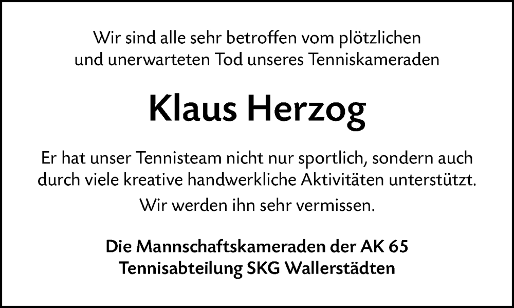  Traueranzeige für Klaus Herzog vom 29.11.2025 aus Groß-Gerauer Echo