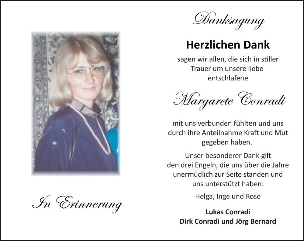  Traueranzeige für Margarete Conradi vom 29.11.2025 aus Allgemeine Zeitung Mainz