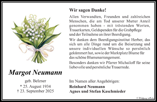 Traueranzeige von Margot Neumann von Camberger Anzeiger