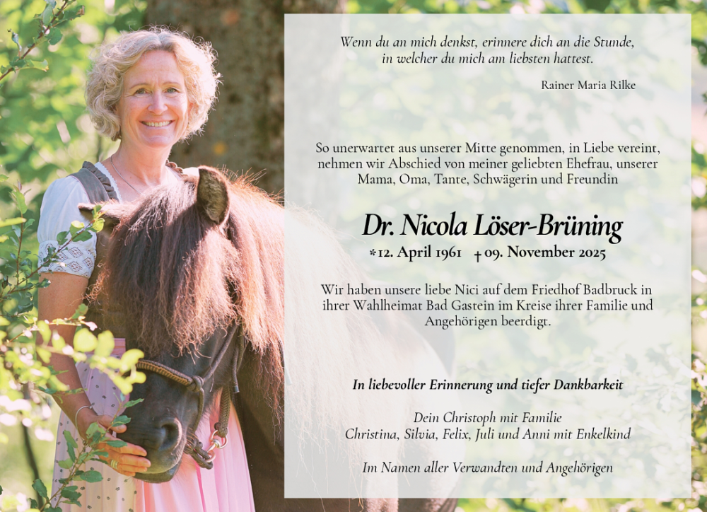  Traueranzeige für Nicola Löser vom 29.11.2025 aus Allgemeine Zeitung Mainz