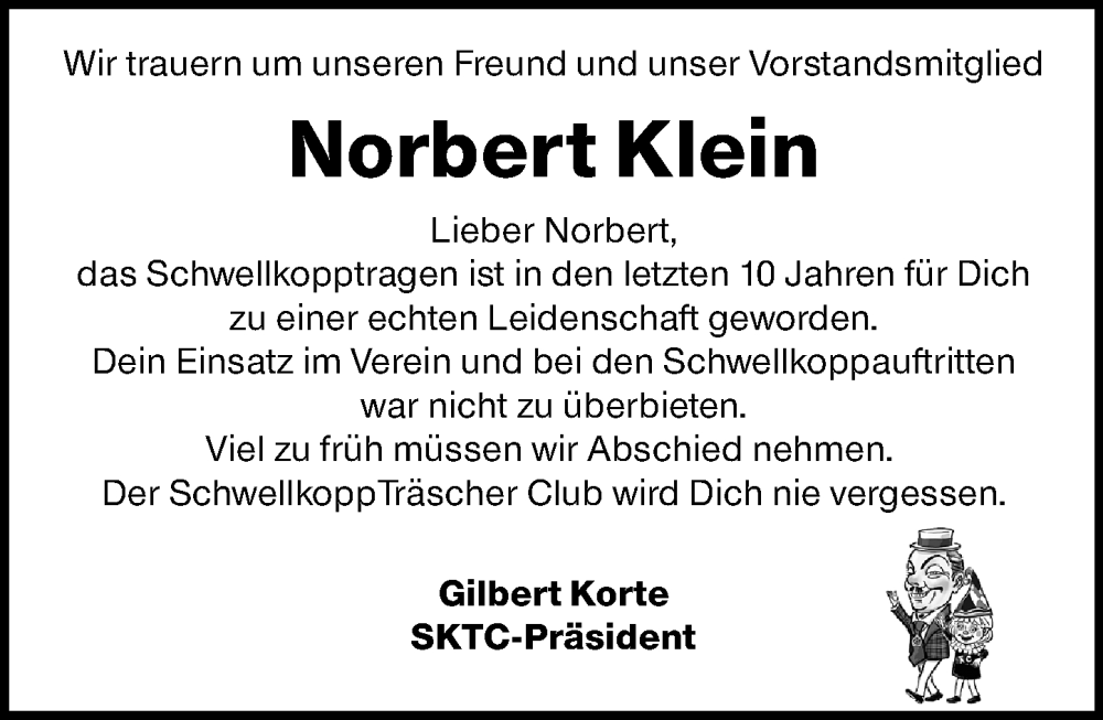  Traueranzeige für Norbert Klein vom 22.11.2025 aus Allgemeine Zeitung Mainz
