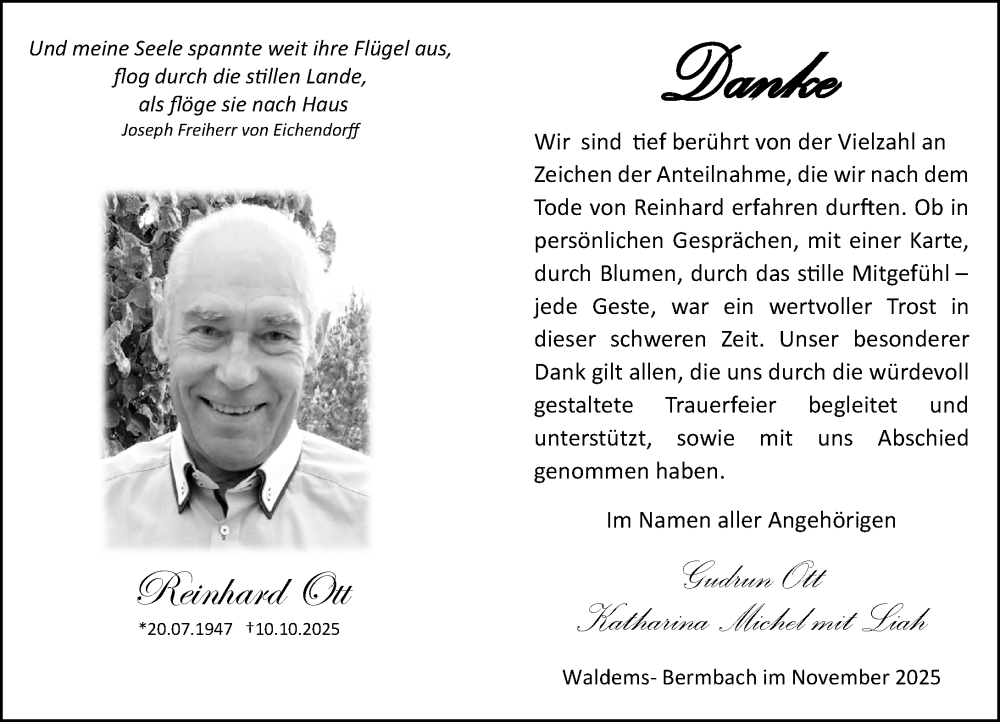  Traueranzeige für Reinhard Ott vom 22.11.2025 aus Idsteiner Land/Untertaunus