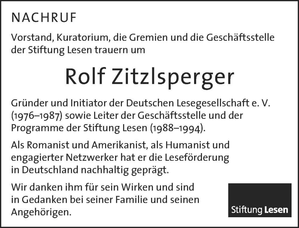 Traueranzeige für Rolf Zitzlsperger vom 29.11.2025 aus Allgemeine Zeitung Mainz