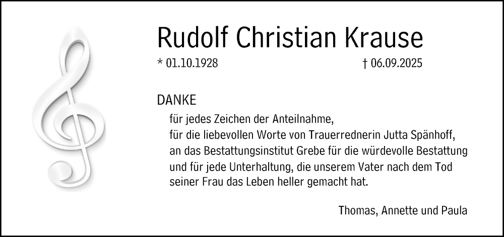  Traueranzeige für Rudolf Christian Krause vom 21.11.2025 aus Hinterländer Anzeiger