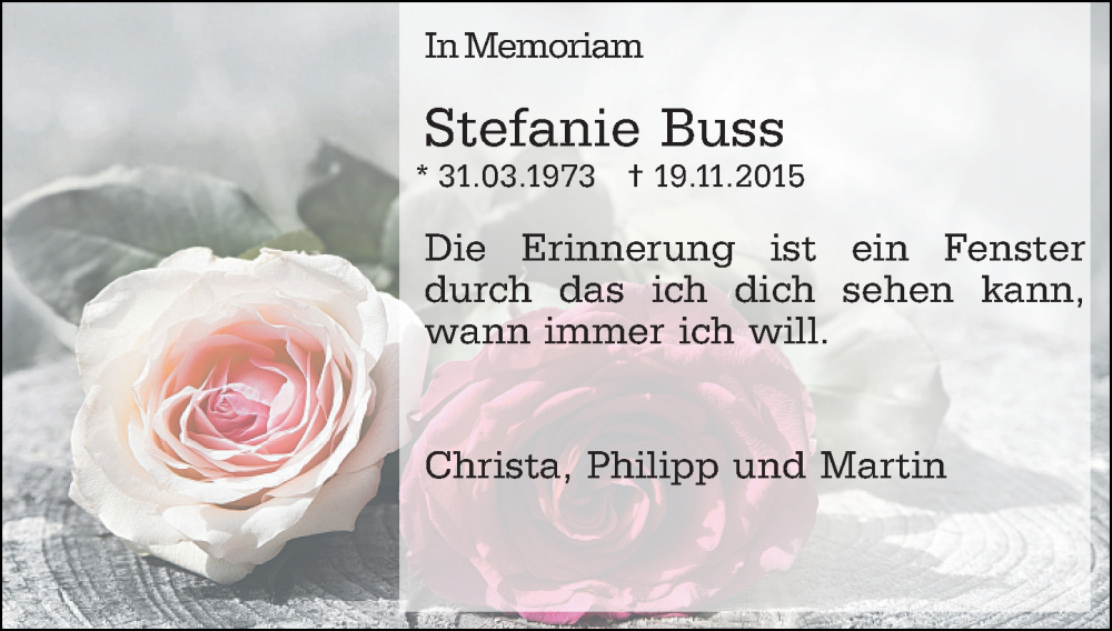  Traueranzeige für Stefanie Buss vom 19.11.2025 aus Groß-Gerauer Echo