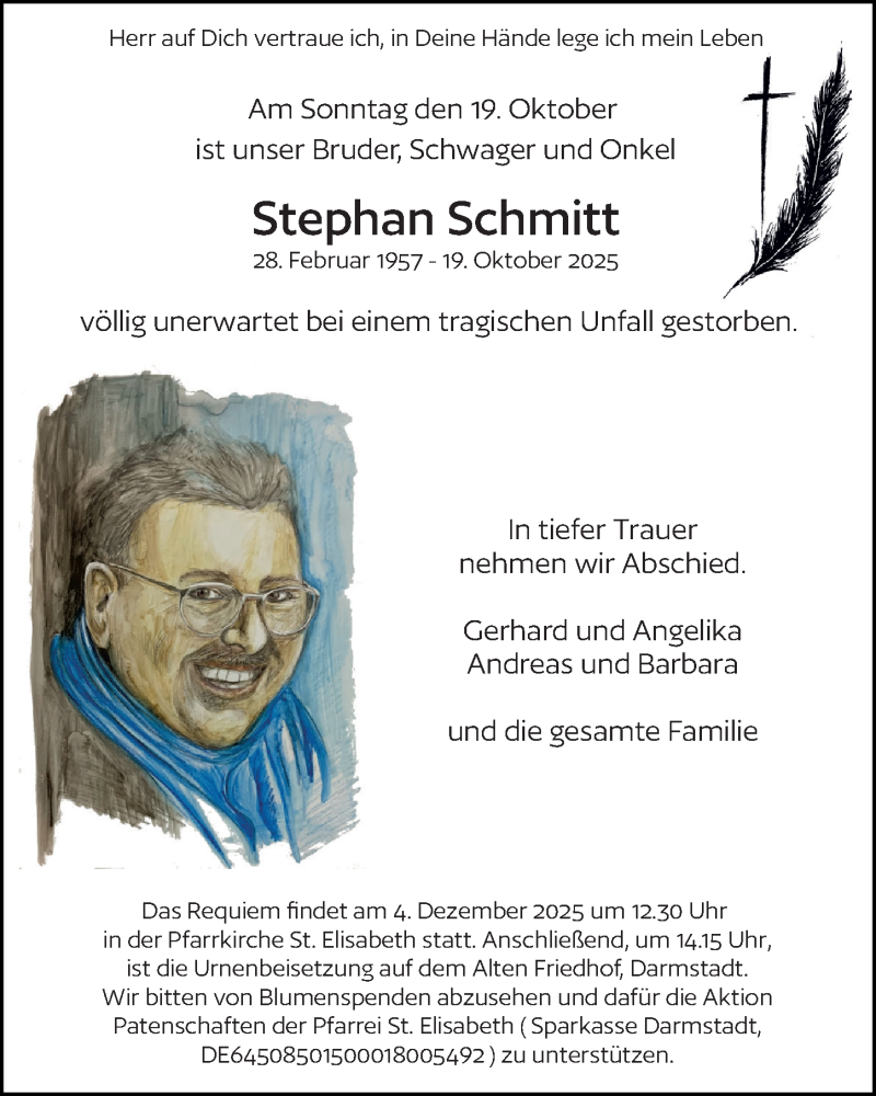  Traueranzeige für Stephan Schmitt vom 22.11.2025 aus Darmstädter Echo