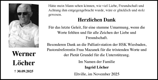 Traueranzeige von Werner Löcher von Rheingau Kurier