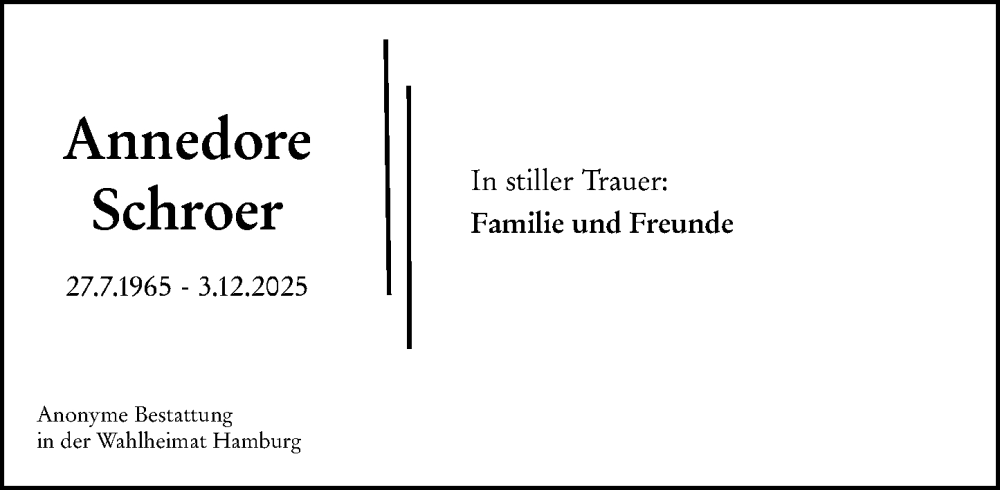  Traueranzeige für Annedore Schroer vom 20.12.2025 aus Nassauische Neue Presse