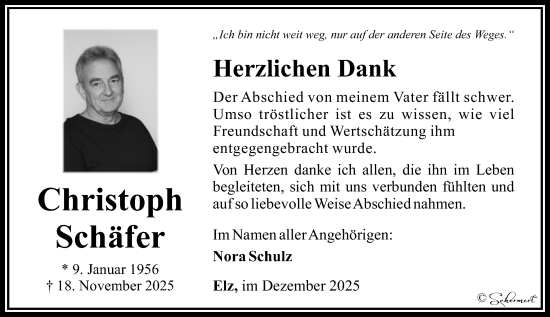 Traueranzeige von Christoph Schäfer von Nassauische Neue Presse