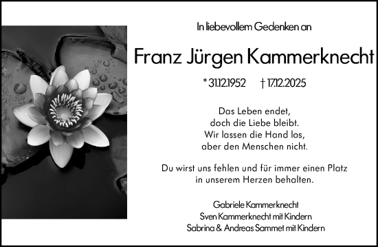 Traueranzeige von Franz Jürgen Kammerknecht von Allgemeine Zeitung Mainz