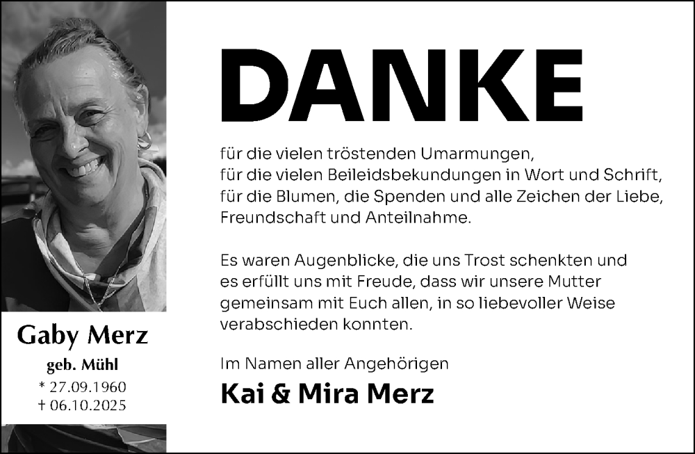  Traueranzeige für Gaby Merz vom 06.12.2025 aus Allgemeine Zeitung Mainz