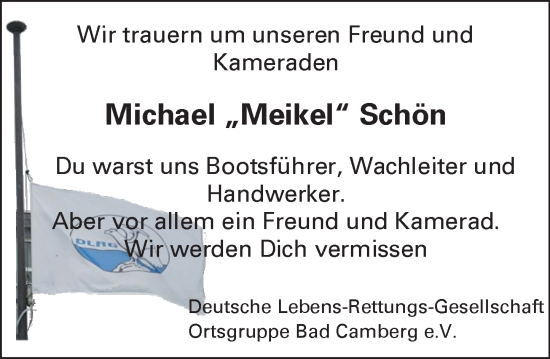 Traueranzeige von Michael Schön von Camberger Anzeiger