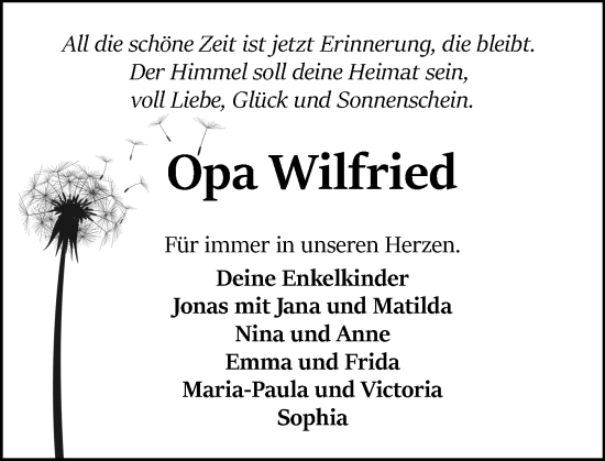 Traueranzeige von Opa Wilfried  von Odenwälder Echo